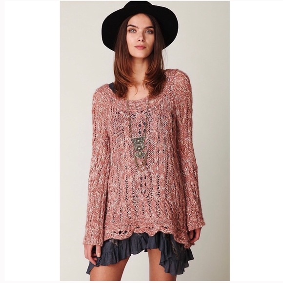 Free People Sweaters - Free People Open Cable Tunic Sweater SZ L